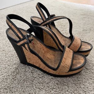 Prada Black and Cork Wedges